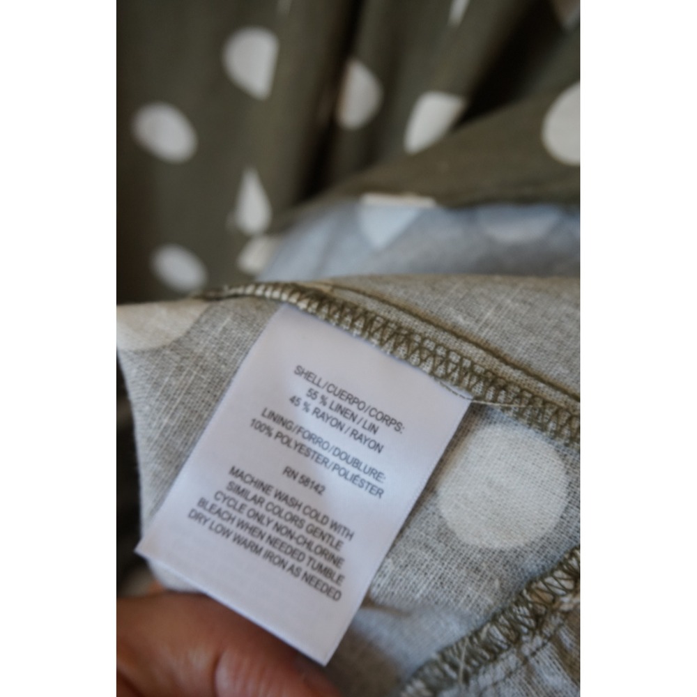 NWT Maggy London Midi Dress Polka Dot Puff Sleeve Linen Blend Boho Prairie sz 10 - Picture 4 of 7